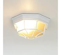 Plafonnier extérieur en aluminium et verre blanc, IP44, pour balcon et terrasse, L:27 cm, E27 max. 60 W, rustique, MILANO