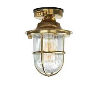 Plafonnier extérieur laiton, verre, cannelé, plafonnier Maritim, IP54, lampe extérieure E27, H:23 cm, antique, jardin, terrasse, plafonnier, lampe extérieure