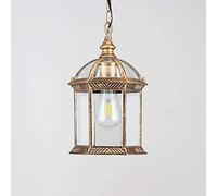 Plafonnier extérieur vintage, lanterne suspendue étanche IP65, abat-jour suspension rétro, éclairage extérieur en verre et aluminium pour porche, balcon, terrasse, jardin, doré, E27 Change for the