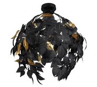 Plafonnier feuilles lampe de salon dimmable plafonnier télécommande lampe feuille or noir, changement de couleur, métal, 1x LED RVB 8,5W 806Lm blanc chaud, DxH 38x58 cm