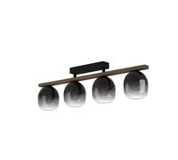 Plafonnier FILAGO E27 4X40W en acier et bois noir et marron 880x145x250mm
