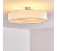 Plafonnier Foggia avec large abat-jour en tissu blanc de 60 cm de diamètre pour 3 ampoules E27, ampoule(s) non incluse(s)