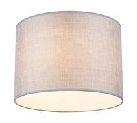 Plafonnier gris Lampe de salon moderne Plafonnier textile rond, métal blanc satiné, 3x douilles E27, DxH 35x27 cm