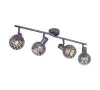 Plafonnier gris spot bar 4 spots plafonnier orientable, effet lumineux, métal, 4x douilles E14, L 75,2 cm