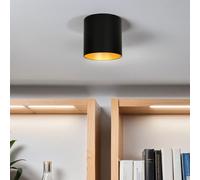 Plafonnier GU10 En Noir Or Métal Ø12,7Cm Rond Chambre À Coucher Lampe POINT