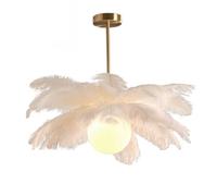 Plafonnier Guanshan en plumes d'autruche blanches abat-jour en plumes d'autruche pour chambre à coucher, salon