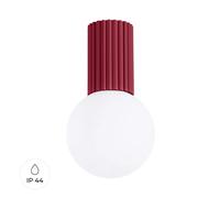 Plafonnier HALO bordeaux strié IP44 globe verre G9