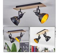 Plafonnier - HOFSTEIN - Arazane - Métal/Bois - Noir/Chrome/Or - 2 x E14 40W
