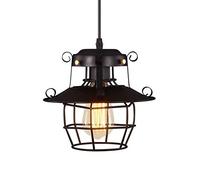 Plafonnier Industriel à 1 lumière en Forme de Cage en métal Vintage, Finition Noire Mate, luminaire pour Chambre à Coucher, rétro, décoration Artistique, Lampe Suspendue, allée, Salle à Manger,