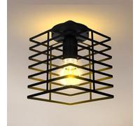 Plafonnier Industriel Minimaliste Noir Carré,Plafond Luminaire D’Éclairage Intérieur Moderne Salon Cuisine Chambre Bureau Salle À Manger Couloir Entrée,Nécessite 1 ampoule E26 ou E27 (non incluse)