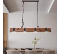 Plafonnier Industriel Rétro Minimalisme Loft en Bois Longue Bande Piste Pendentif Luminaire D100cm H9.5Cm Longueur De La Chaîne 156Cm Réglable