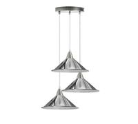 Plafonnier industriel vintage chromé à 3 têtes, abat-jour suspendu en métal de style loft pour îlot de cuisine, salon, salle à manger E27 (Chrome)