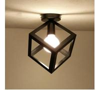 Plafonnier Industrielle en Métal Noir Cube - COUNT - Lustre Rétro - 1 Ampoule - 40W - E27