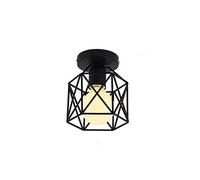 Plafonnier Industrielle Lustre Suspension forme Cage Cube en Métal Fer E27 Noir