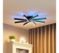Plafonnier intelligent Tjado Lucande, dimmable, noir, Salon / Salle à manger, Métal, Moderne