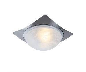 Plafonnier intérieur cage d'escalier salon lampe applique verre albâtre blanc effet lumière, métal brossé, 1x E27, L 26 cm