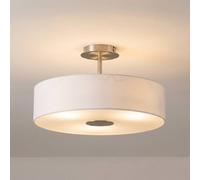 Plafonnier Josia Lindby, dimmable, blanc, Couloir, Textile / Tissu / Soie, Moderne, Plafonnier Tissu