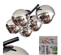 Plafonnier Koyoto HOFSTEIN, plafonnier à 5 ampoules en métal/verre noir/chrome/gris fumé, luminaire au design rétro/vintage (abat-jour Ø 15 cm), E14, salle à manger, salon, cuisine, couloir, bureau