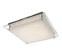 Plafonnier lampe chambre lampe salon lampe verre lumière salle à manger, chrome verre satiné décor carré, 1x LED 20W 1200Lm 3000K, HxLxP 8x43x43 cm