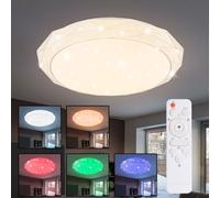 Plafonnier Lampe de chambre à coucher, effet ciel étoilé, télécommande, dimmable, changement de couleur, CCT, LED 45W 3360lm 3000-6500K, DxH 50x9 cm