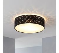 Plafonnier Lampe De Chambre Noire En Tissu Ronde LED D 38 Cm