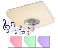 Plafonnier lampe de chambre opale veilleuse dimmable, LED RVB télécommande application musique, 1x LED 18W 1120lm 3000-6000K, LxlxH 37x37x8,5 cm