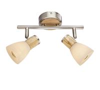 Plafonnier Lampe de plafond 2 flammes Lampe de salon Spot de plafond bois brun mobile L 25,5 cm