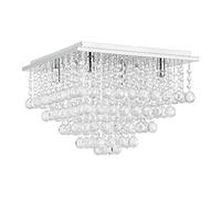 Plafonnier Lampe de Plafond Aluminium Cristal Artistique Chrome et Blanc 38 x 38 cm