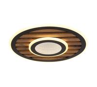 Plafonnier lampe de plafond bois chambre lumière anneaux noir LED D 40 cm