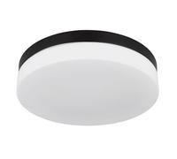 Plafonnier lampe de salle de bain lampe de terrasse lampe d'extérieur lampe de balcon résistant aux intempéries IP44, verre aluminium noir, 3x douille E27, DxH 30x6,5 cm