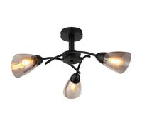 Plafonnier, lampe de salon à 3 ampoules, noir, métal, Ø 52 cm