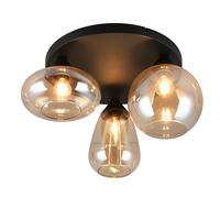 Plafonnier, lampe de salon à 3 ampoules, noir, métal, D 48,5 cm