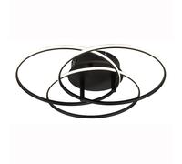 Plafonnier lampe de salon anneaux lumineux aluminium réglable noir LED