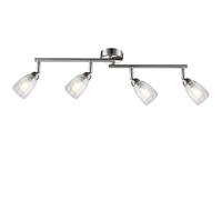 Plafonnier, lampe de salon, barre de spots, plafonnier chromé, salle à manger, spots en verre mobiles au design Crackle, 4x LED 3W 250lm 3000K, LxH 60x 14 cm