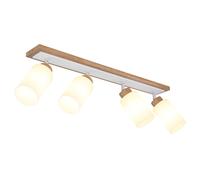Plafonnier, lampe de salon, en bois marron et métal, orientable, L 81 cm