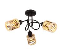Plafonnier lampe de salon lampe de plafond métal bambou noir mat D 40 cm