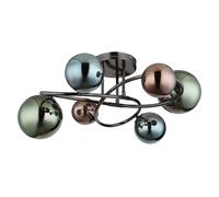 Plafonnier lampe de salon lampe de salle à manger en verre, métal gris, LED 6x 3,5W 290Lm blanc chaud, D 65 cm