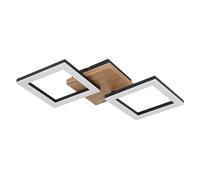 Plafonnier lampe de salon lampe métal noir moderne lumière en bois éléments mobiles, bois, 2x LED 18 W 1200lm 3000K blanc chaud, LxlxH 46x22,5x7 cm