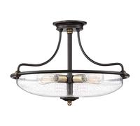 Plafonnier lampe de salon plafonnier acier verre laiton D 52,8 cm 3 ampoules