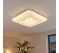 Plafonnier LED ciel étoilé plafonnier lampe de salon lampe de salle à manger, anneau chromé cristaux en plastique clair, métal chromé, 24 W 1600lm 3000K, L x l x H 43 x 43 x 8 cm