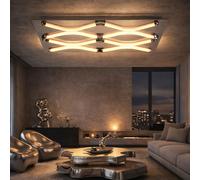 Plafonnier plafonnier lampe de salon lampe de chambre lampe de couloir, chrome satiné, LED 7W 405Lm blanc chaud, LxPxH 58x34x6cm