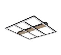 Plafonnier lampe de salon plafonnier LED métal noir aspect bois 60x60 cm