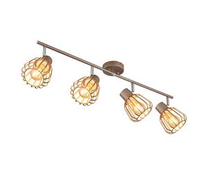 Plafonnier Lampe de salon Spots en métal brun 4 flammes L 80 cm