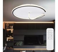 Plafonnier LED de salon, plafonnier rond noir, veilleuse à intensité variable avec télécommande, métal acrylique, CCT, 1x LED 50 watts 2400 lm, DxH 51x15 cm