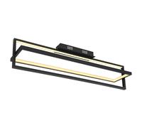 Plafonnier, lampe de salon, veilleuse dimmable, télécommande, minuterie, pivotant, métal noir, 1x LED 23W 880Lm 2700-6500K, LxlxH 82x18x21,5cm