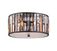 Plafonnier lampe de salon vintage ambre perle cristaux bronze
