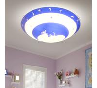 Plafonnier chambre d'enfant verre chambre d'enfant étoiles bébé plafonnier enfant plafonnier bleu lune, métal, 1x LED 11W 1055Lm blanc chaud, DxH 30x9