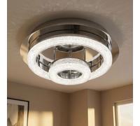 Plafonnier cristaux moderne cristal lumière salon plafonnier chrome, rond, 1x LED 18W 1510Lm blanc neutre, DxH 28x11,2 cm