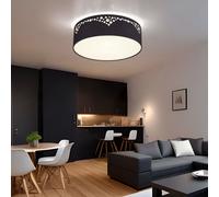 Plafonnier Suspension Lampe de Salon Blanc 2 à Flammes Tissu Noir D 35 CM
