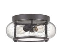 Plafonnier lampe salon lampe métal verre bronze 2 flammes D 30,5 cm